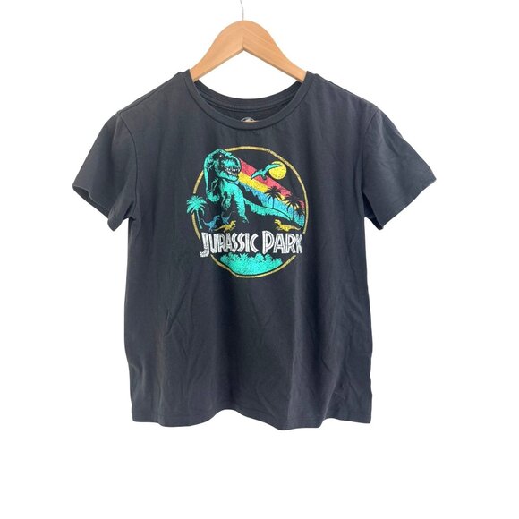 Jurassic Park Graphic Tee Dinosaur Crop T-Shirt Soft Knit Size M World Vintage - Picture 1 of 3